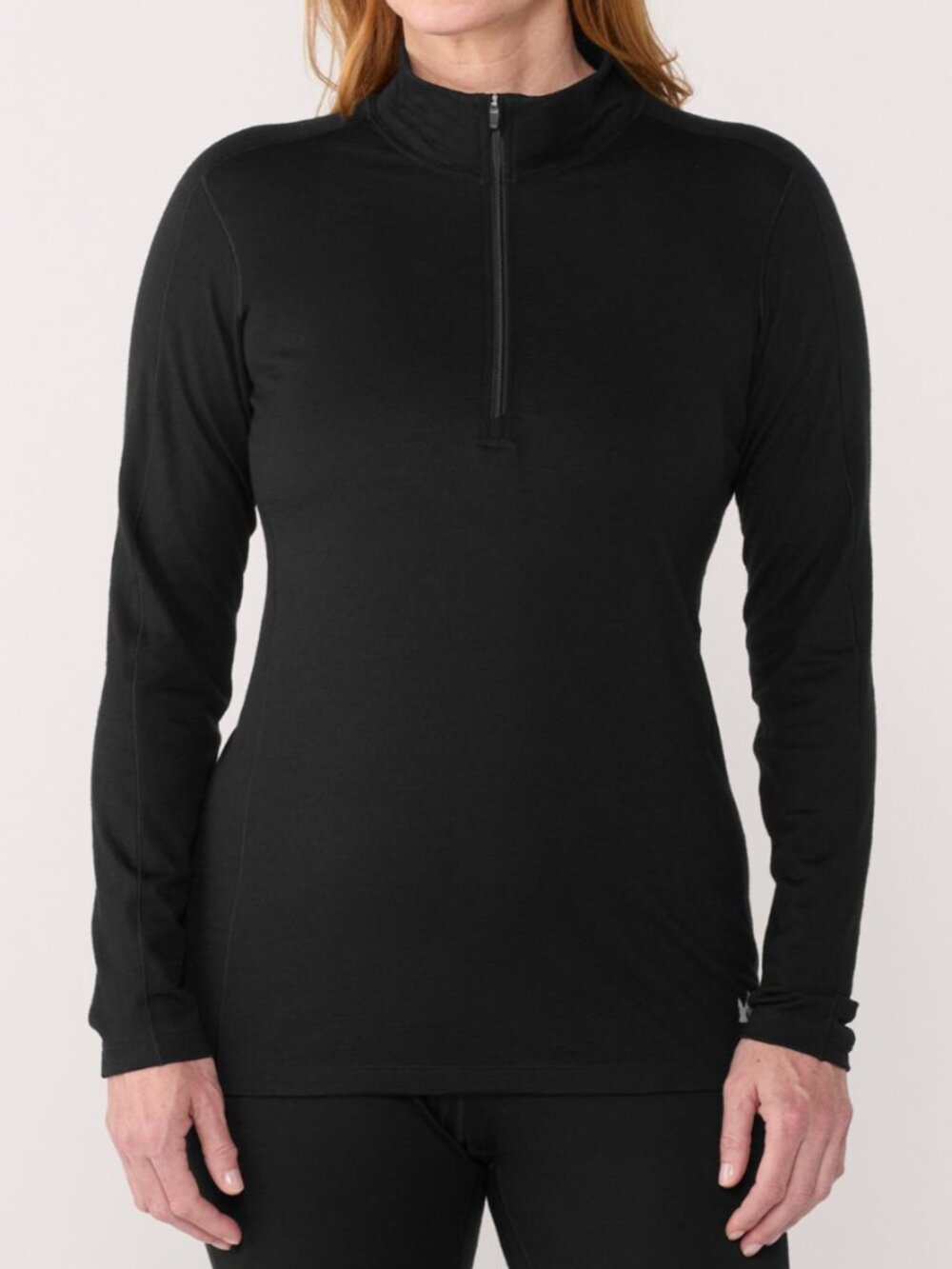 REI Co-op Merino 185 Long-Sleeve Half-Zip Base Layer Top - Size S, Black